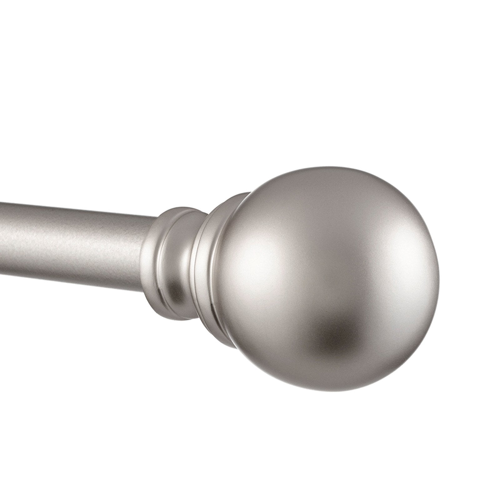 Exclusive Home Sphere 1" Curtain Rod and Finial Set, Matte Silver, Adjustable 36"-72"