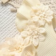 thumbnail image 5 of shoper Bodysuits Girl Crew Neck Floral Decoration Flutter Sleeve Wtih Hairband Comfortable Crawling Dress Jumpsuits for Baby Girls Beige 3M, 5 of 6