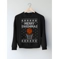 thumbnail image 4 of Tstars - Merry Swishmas Basketball Christmas Ugly Sweater Youth Kids Sweatshirt Medium Black, 4 of 5