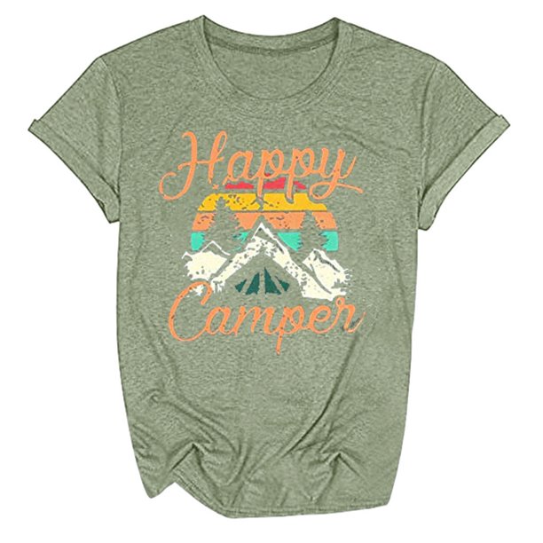 Gibobby Playera de Verano para Mujer Women Summer Letter Printed Fun Tees O Neck Summer Cute T-Shirts Blouse Tops(Verdemilitary,G)