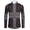thumbnail image 3 of Camisas de manga corta con botones y estampado 3D de lujo de alta gama con patrón dorado para hombres, blusas de estilo callejero de moda, atuendos de hip hop, 3 of 5