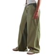 thumbnail image 2 of Pantalon à Rayures Taille Basse pour Femmes, à Enfiler, à Cordon, Boho, Jambe Grand, Vert G, 2 of 9
