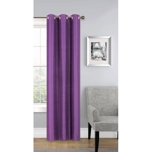 Gorgeous Home Linen Purple Solid Print Grommet Blackout Single Curtain Panels Curtains, 37 in x 108"