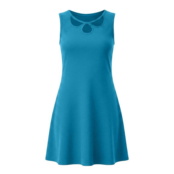 Noric Women's Sleeveless Dresses Casual Cutout Neck A-Line Swing Dresses for Summer Party Vacation Beach