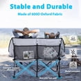 thumbnail image 6 of Oversized Outdoor Double Camping Chair with Strap, Heavy Duty Padded Portable Folding Loveseat for Adults, 2 Person Camping Couch with Cup Holders, Glass Holders, Back Storage Bag, Gray, 6 of 8