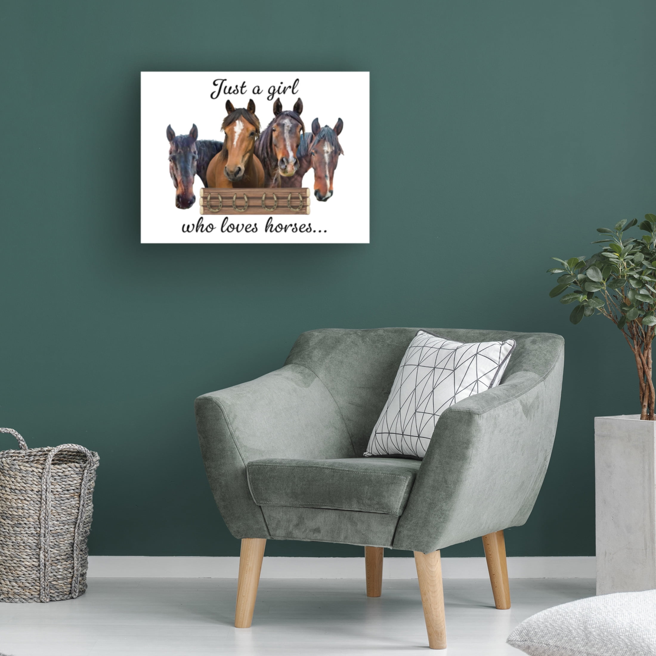 Canvas Wall Art - Jean Plout 'Just A Girl Who Loves Horses B' Wall Art for Living Room, Bedroom, or Office Décor by Trademark Fine Art - 24 x 18 Inches