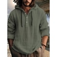 thumbnail image 2 of QUTETN New And Linen Shirt, Hooded Sweatshirt, Long Sleeves, Breathable, Solid Color, Button Up Top, Casual Daily Wear, Men's Wear, 2 of 4