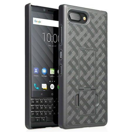 BlackBerry KEY2 Case, Nakedcellphone Black Kickstand Cover Slim Hard Shell Stand for BlackBerry KEY2 Phone, Key 2 (BBF100-1,