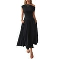 thumbnail image 2 of Women'S Summer 2025 Sleeveless Maxi Dress One Shoulder Casual Slim Swing Pleated Formal Dresses with Pockets Black M, 2 of 8