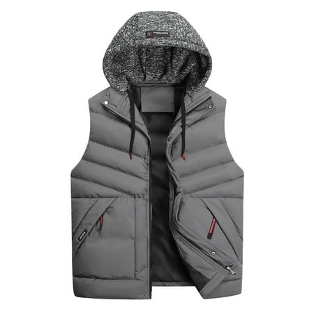 

JDEFEG Corset Back Winter Coat Male Autumn and Winter Cotton Casual Keep Warm Zipper Hooded Sleeveless Vacation Outdoor Vest Jacket Coat Cotton Men Vest Grey Xxxxxxl