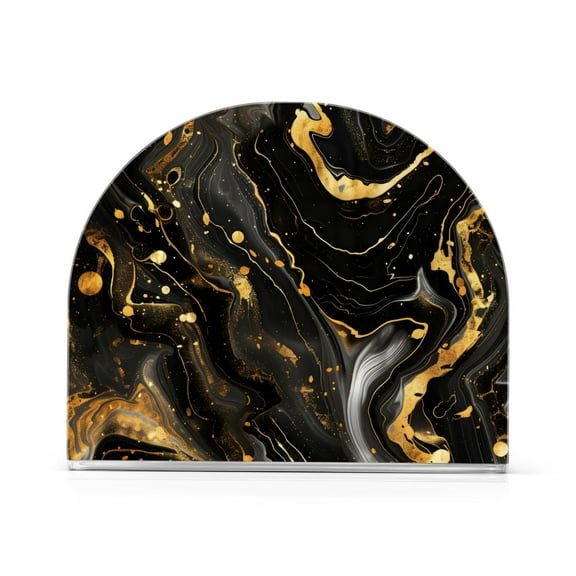 Ryvnso Acrylic Napkin Holder Table Kitchen Paper Tissue Organization 1 Pack Luxury Black and Gold Marble
