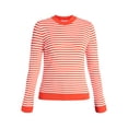 thumbnail image 6 of Time and Tru Women's Striped Pointelle Pullover Sweater with Long Sleeves, Midweight, Sizes XS-XXXL, 6 of 6