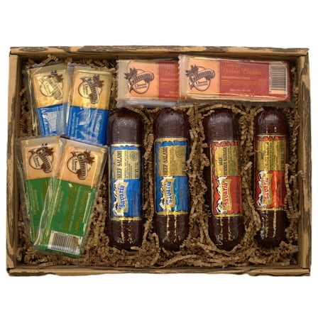 Gift Basket Village Ultimate Meat and Cheese Gift Set – Gourmet Charcuterie Set with Summer Sausage, Salami & Cheese Bars – Perfect for Housewarming Gifts