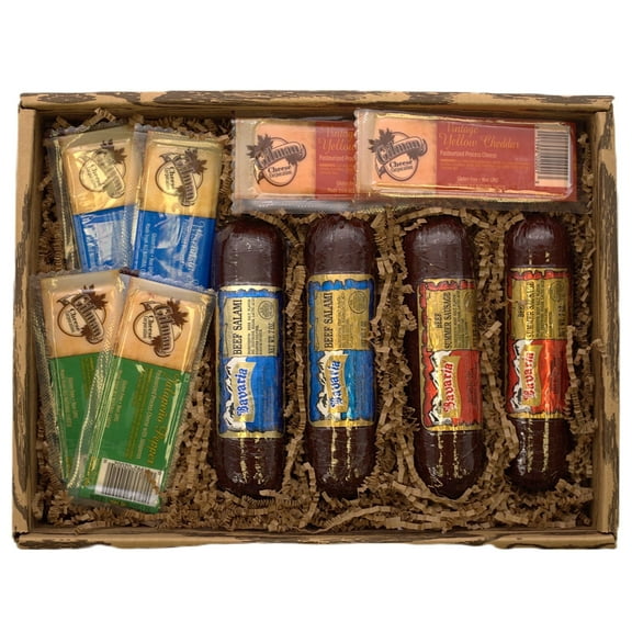 Gift Basket Village Ultimate Meat and Cheese Gift Set – Gourmet Charcuterie Set with Summer Sausage, Salami & Cheese Bars – Perfect for Housewarming Gifts