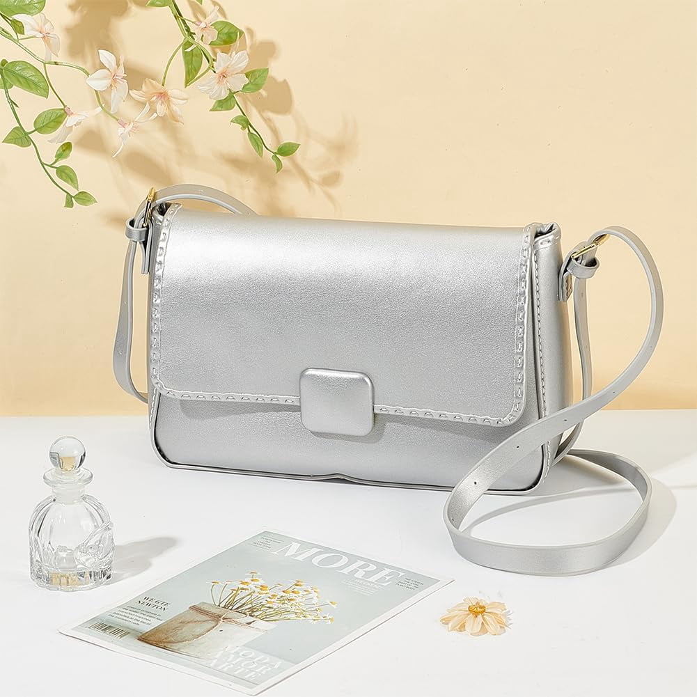 PU Leather Crossbody Bag Making Kit Shoulder Bag Sewing Set for Women Handicraft Bag Making Craft Handmade Handbag Sewing Making Materials for Purse Making Supplies Gray Gray DIY