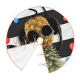 thumbnail image 2 of Daiia Pineapple With Black Glasses Drawing Merry Christmas Tree Skirt , Xmas Large Lace-up Tree Skirt, Santa Snowflakes Rustic Home Decorations New Year Party Farmhouse Decor-36", 2 of 7