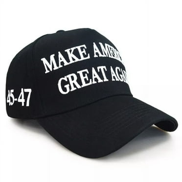Trump 45-47 MAGA Hat – Black Make America Great Again Adjustable Cap