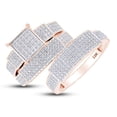thumbnail image 2 of AFFY White Natural Diamond Engagement & Wedding Trio Band Ring Set In 10k Rose Gold (0.96 Cttw), 2 of 8