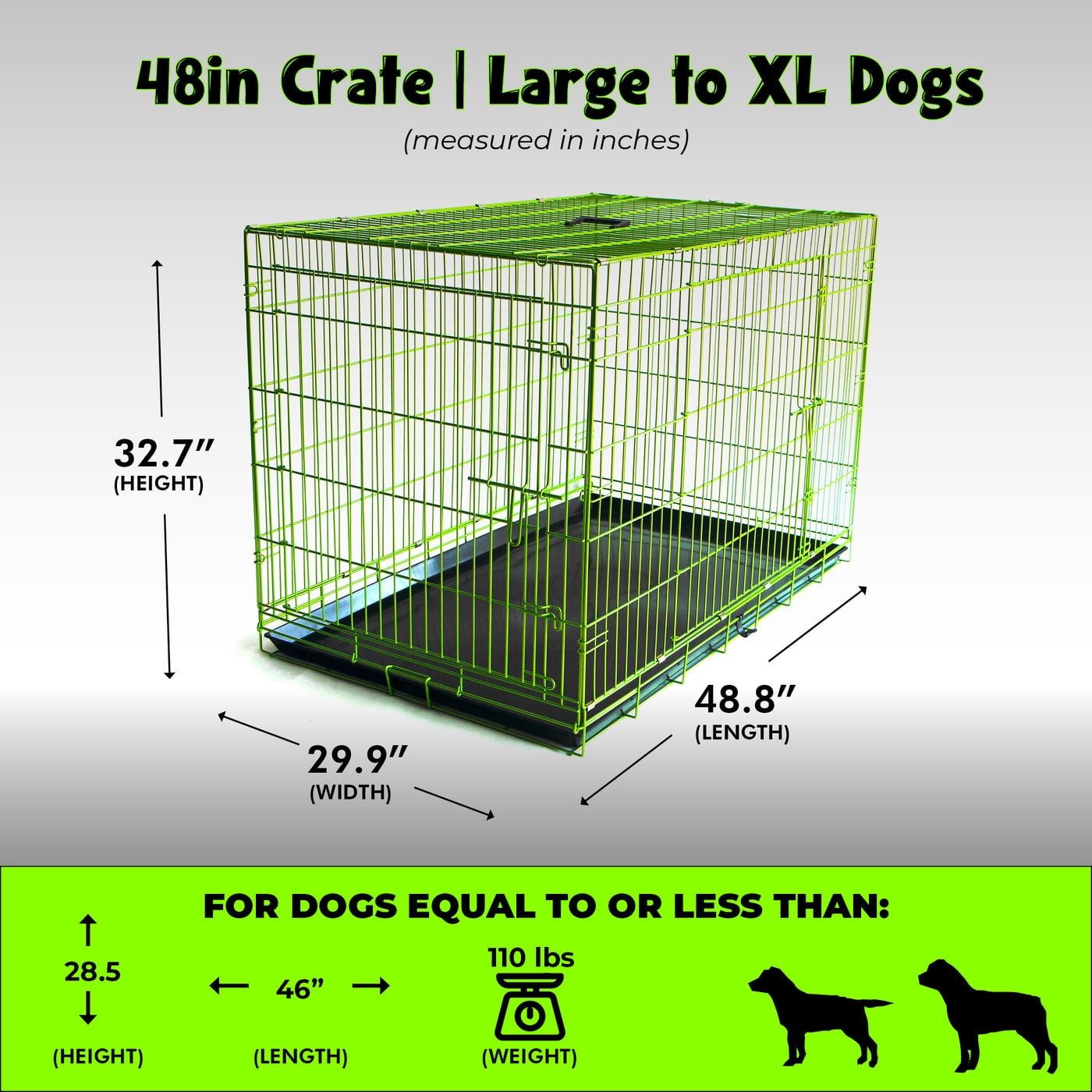 Pet Expressions 48 Inch Green Colored Metal Wire Dog Crate - Available in Various Sizes and Colors