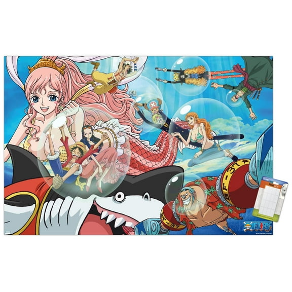 One Piece: Fishman Island - Underwater Group Wall Poster, 14.725" x 22.375"