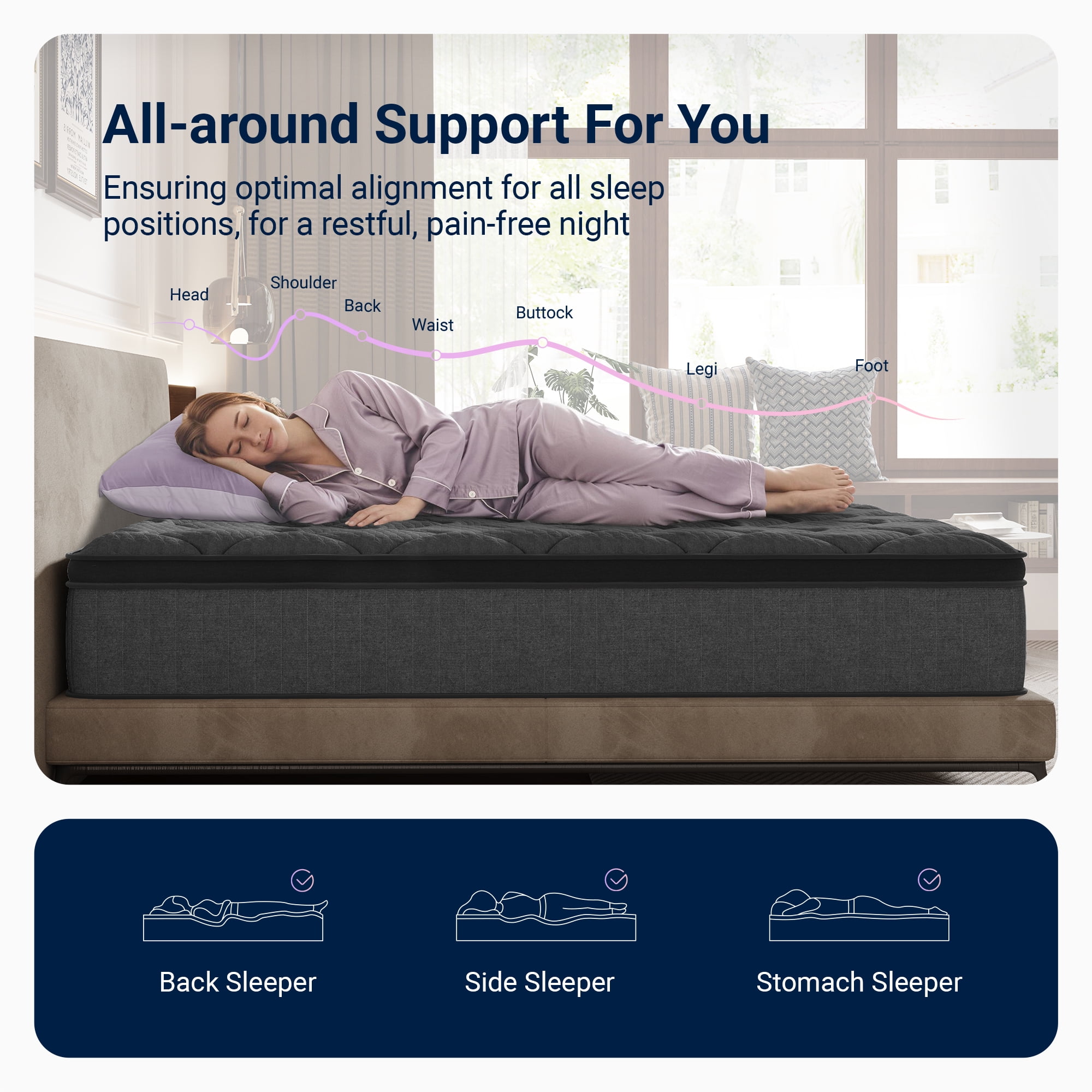 Avenco Noxa 12" Medium Memory Foam Hybrid Pocket Spring Mattress, King Size