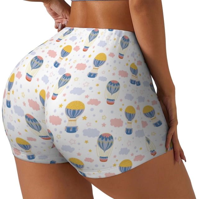 Fotbe Hot Air Balloon Shorts Sin Costuras – Shorts Deportivos de Cintura Alta para Mujer, Elásticos para Gimnasio, Yoga, Running o Ciclismo-X-Large