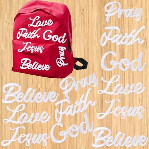 Lyrow 12 Pcs Christian Iron on Patches for Hat 4-6 Inch Embroidered Christian Patches Bulk Easter Motivational Religious Sew On Applique for Clothes Backpack DIY Accessories(White)