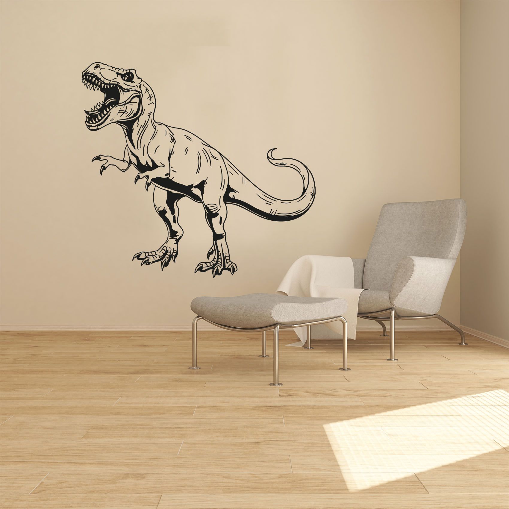 Tyrannosaurus rex T Rex Angry Mad Wild Cool Cute T Rex Silhouette Vinyl Design Wall Sticker Art Decal Boys Girls Kids Room Bedroom Nursery KinderHome Decor Stickers Decoration Size (18x20 inch)