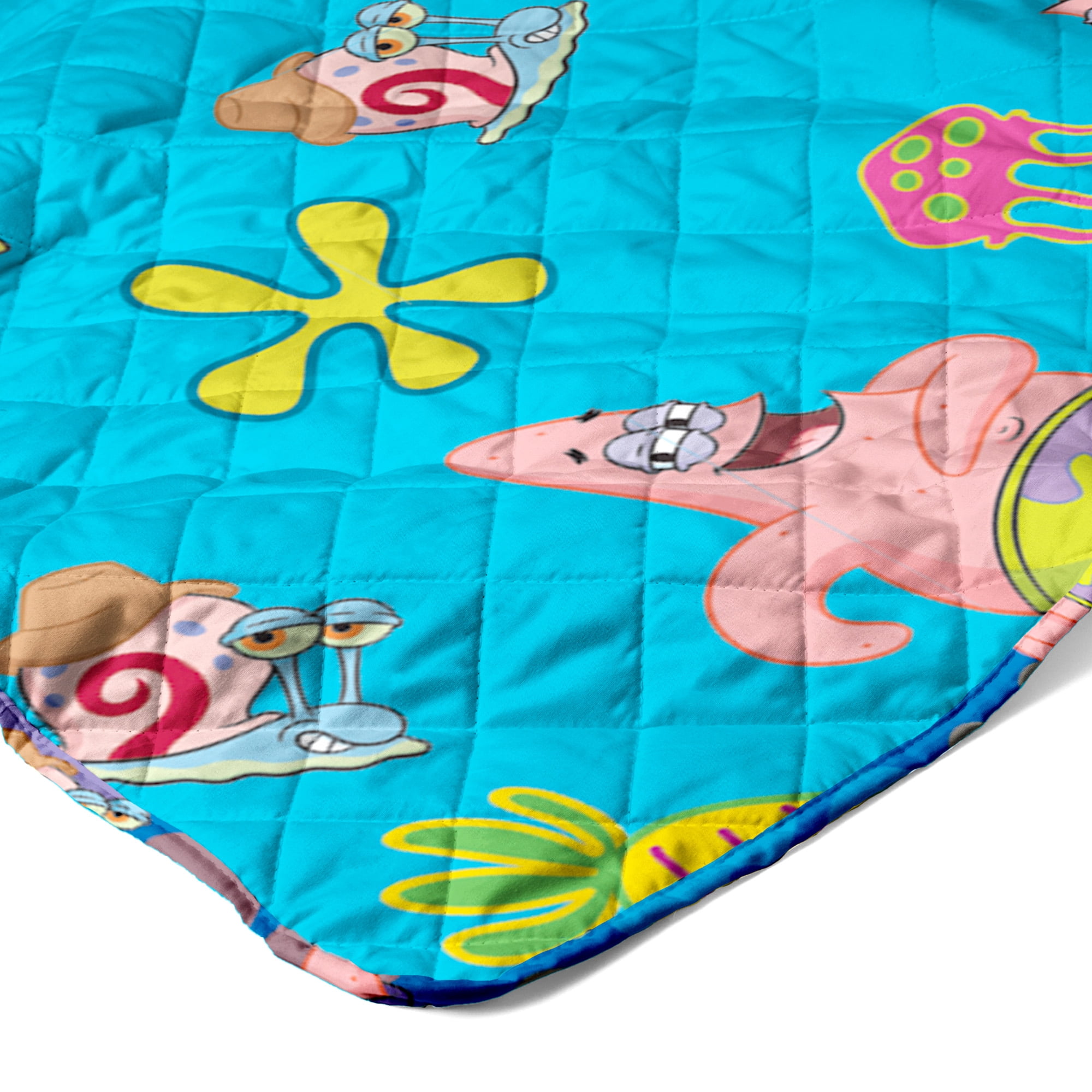 Spongebob Tropical Waltz Quilted Throw Blanket 60x80 inches, Kids Character Bedding