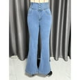 thumbnail image 6 of Lenpel Flare Jeans for Women Elastic High Waisted Stretchy Wide Leg Bell Bottom Denim Pants Trendy Casual Trousers, 6 of 6