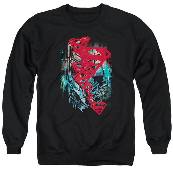 Superman Gritty Adult Crewneck Sweatshirt Black