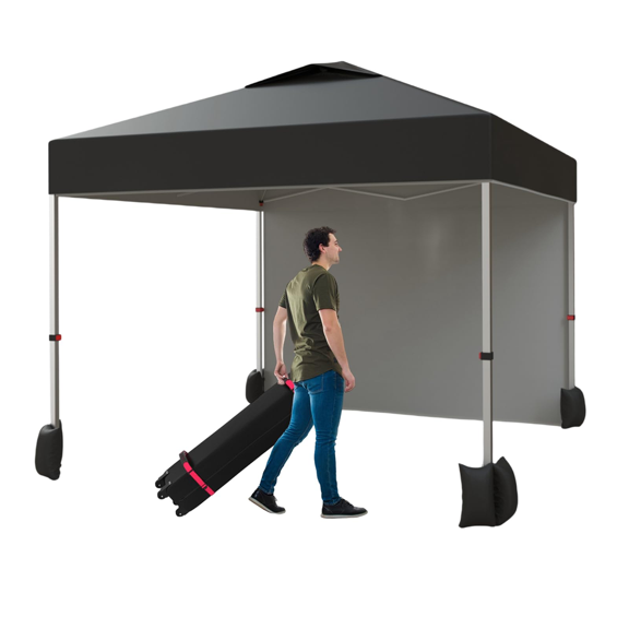 Danolapsi 10x10Ft Pop Up Canopy Tent with 1 Removable Sidewall, Easy Set Up Tent，Instant Outdoor Portable Commercial Canopy with Wheeled Bag and 4 Weight Bags for Patio, Party, Events, Camping