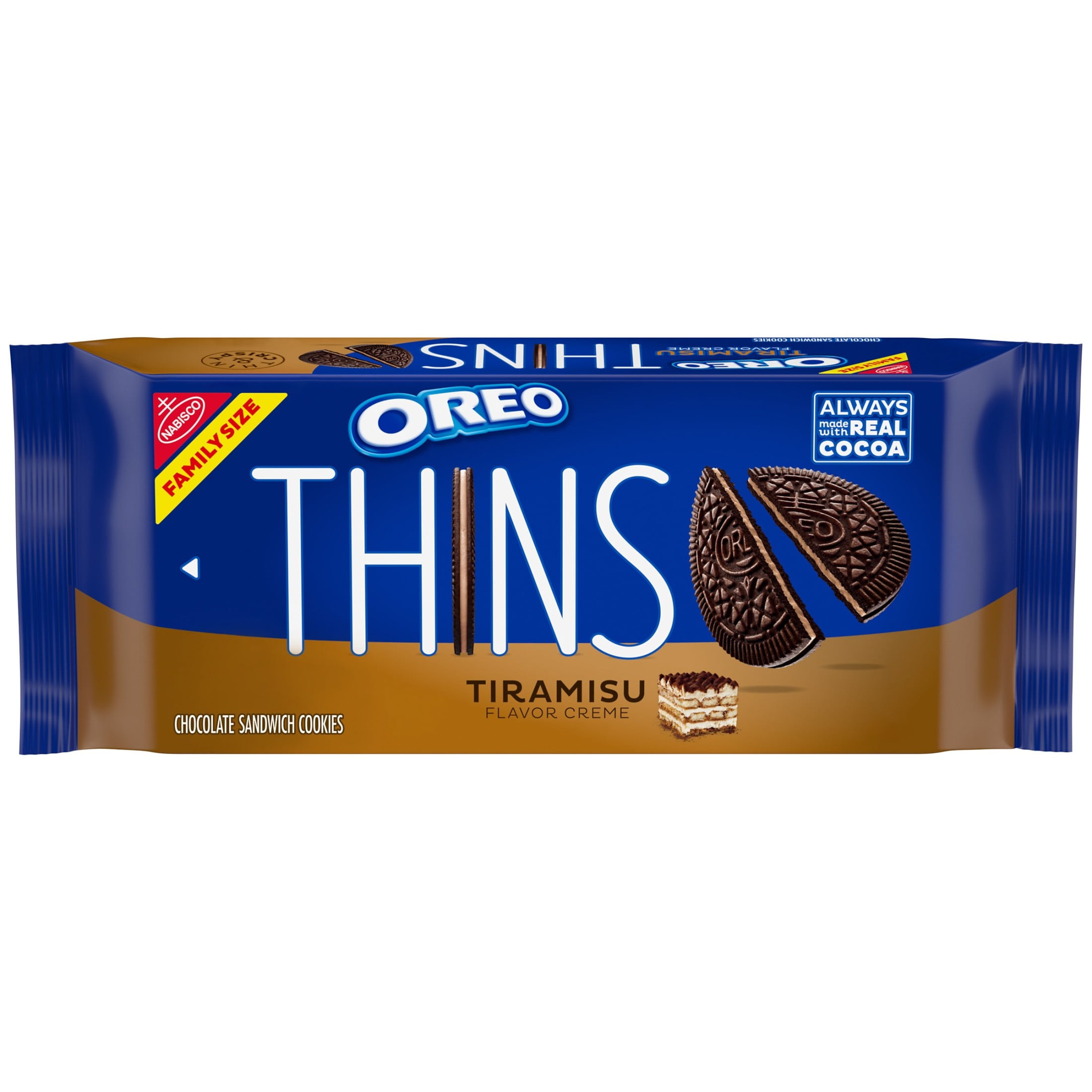 (3 pack) OREO Thins Tiramisu Creme Chocolate Sandwich Cookies, Family Size, 11.78 oz