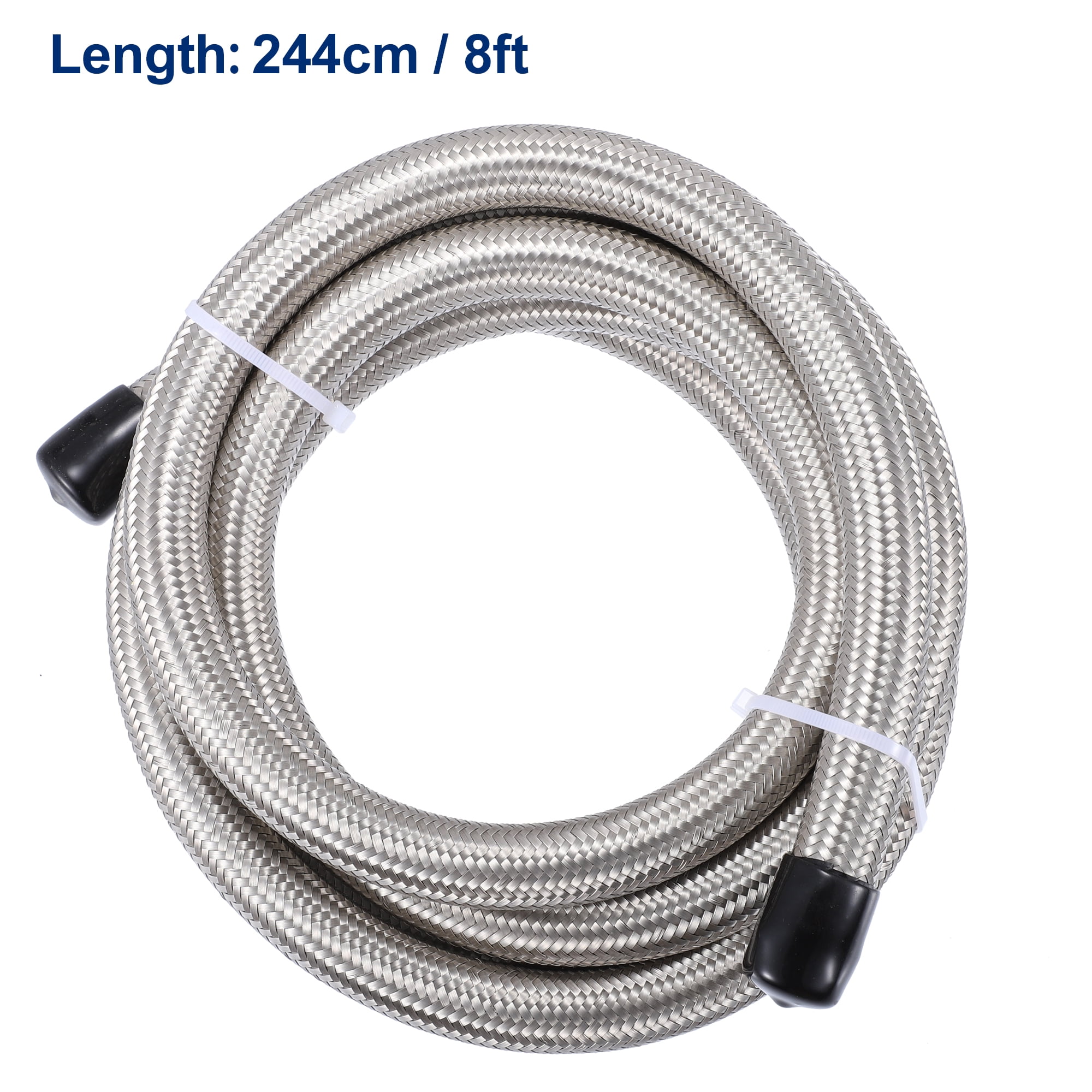 Unique Bargains 8ft 10AN Fuel Hose AN10 Universal Car Braided Stainless Steel CPE Oil Fuel Gas Line Hose Silver Tone
