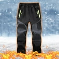 thumbnail image 2 of Zwiiyzr 5-16Y Kids Boys Girls Snow Pants Fleece Lined Plush Solid Color Keep Warm Windbreak Water Proof Outdoor Hiking Ski Pants Dark Gray, 2 of 5