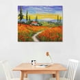 thumbnail image 2 of JEUXUS Vintage Oil Painting Poster Hand Painted Italian Tuscany Red Poppy Fields Oil Painting on Canvas Wal Canvas Painting Posters And Prints Wall Art Picture for Living Room Bedroom Decor 20x16in, 2 of 4