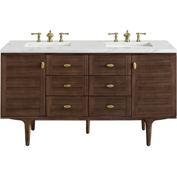 James Martin Vanities 670-V60D-WLT-FENC Amberly 60" Wall Mounted Or Free Standing Double
