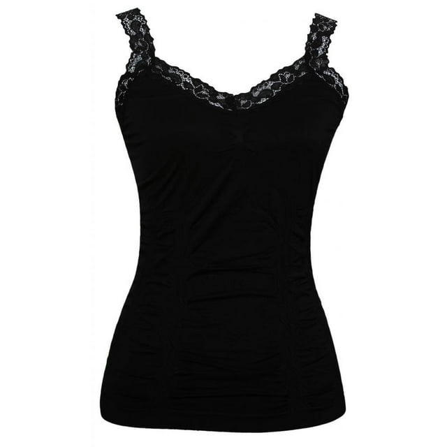 Womens Lace Trim Camisoles - Black