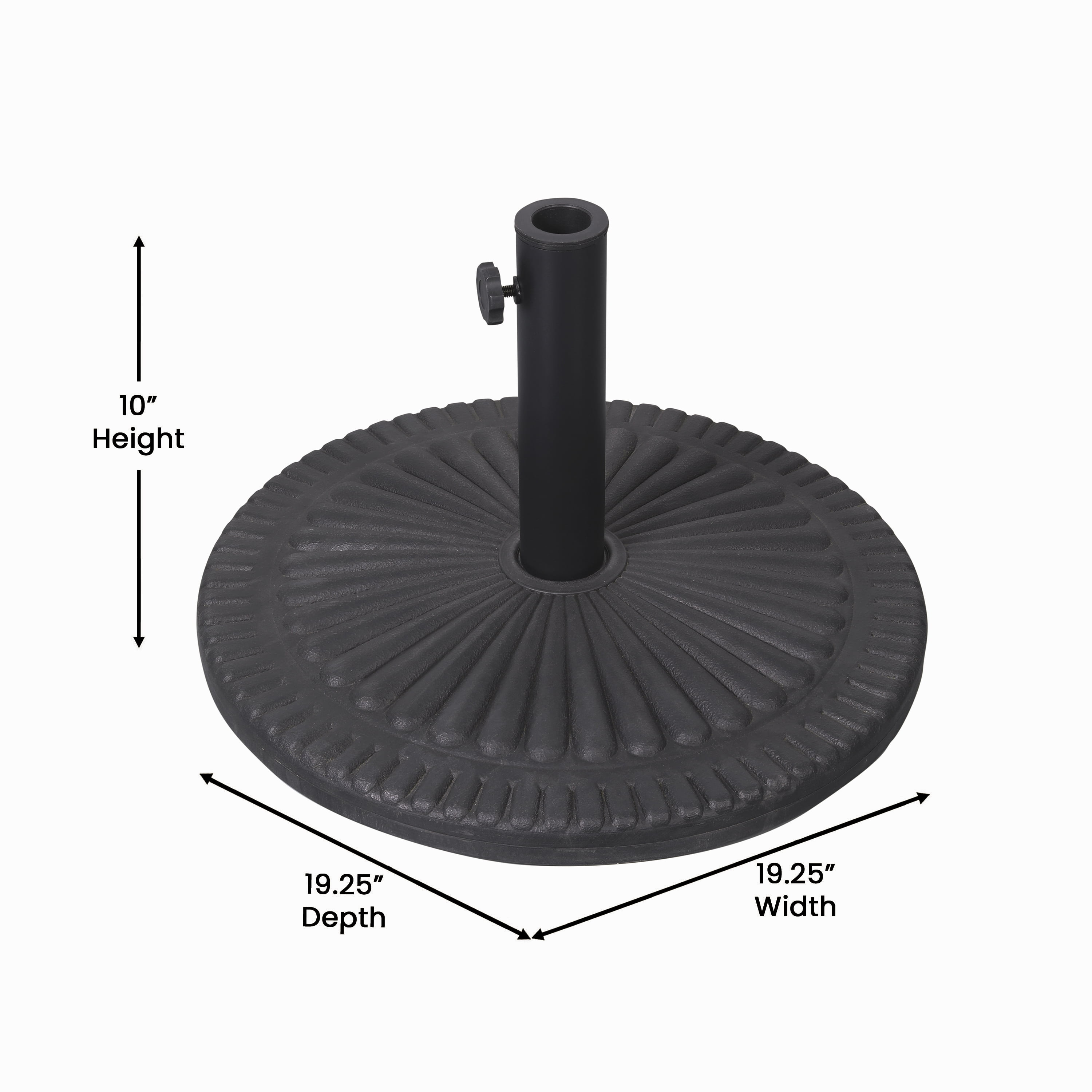 Emma + Oliver Black Round Steel Cement Plastic Patio Umbrella Bases, Waterproof