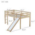 thumbnail image 4 of Tcbosik Twin Size Loft Bed, Wood Bed Frame with Slide, Ladder and Guardrail for Bedroom, No Box Spring Needed, Natural, 4 of 11