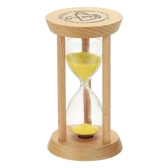Uxcell 3 Minutes Sand Timer, 1 Pcs Wooden Sand Watch High Glass Sandglass Timer for Living Room Home Office Restaurant Decoration, Yellow