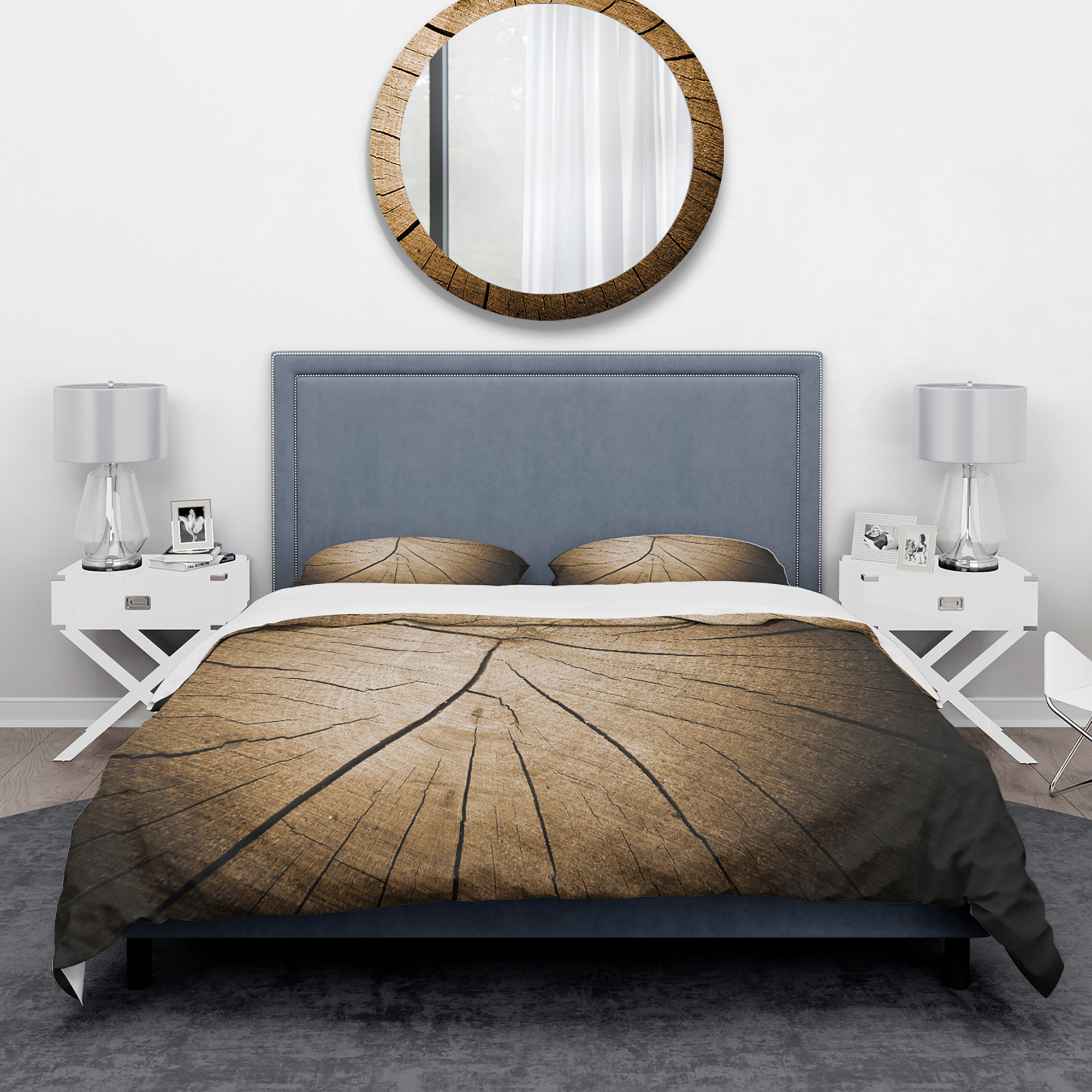 Designart 'Tree Grooves Annual Rings on Stump' Abstract Duvet Cover Set