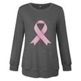 thumbnail image 3 of Women's Pink Ribbon Sweatshirt Breast Cancer Awareness Heart Print Pullover Long Sleeve Casual Loose Tops, 3 of 3