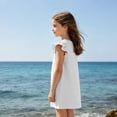 thumbnail image 4 of Grblisyd Girls Dress Summer Ruffle Sleeve Crew Neck Sundress Solid Color Casual Party Dresses for Kids 2-13 Years, 4 of 6