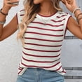 thumbnail image 6 of ABATAB Womens Short Sleeve Sweater Spring Summer Crewneck Striped Pullover Casual Fashion Cap Sleeve Knit Vest Tops Clothes, 6 of 7
