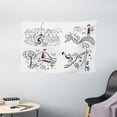 thumbnail image 1 of Sketchy Decor Tapestry, Hand Drawn Doodle Style Cyclist Climbing to Mountain Artwork Image, Wall Hanging for Bedroom Living Room Dorm Decor, 60W X 40L Inches, Black White and Red, by Ambesonne, 1 of 2