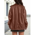 thumbnail image 6 of Leather Jacket Women Faux Oversized Motorcycle Coats 2025 Fall Fashion Outfits Winter Clothes Camel XXL, 6 of 7