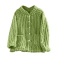 thumbnail image 2 of Hrsba Button Bed Jacket for Women Solid Tone Fleece Lined Thick Long Sleeve Sleep Tops, 2 of 7