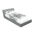 thumbnail image 2 of Ambesonne Modern Fitted Sheet & Pillow Sham Set, Sketchy NYC Cityscape, Twin, Grey White, 2 of 2