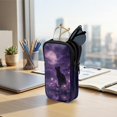 thumbnail image 7 of SEANATIVE Dual Compartment Eyeglasses Case Zipper Sunglasses Pouch Shockproof Lightweight Travel Eyewear Organizer Portable Glasses Pouch for Work Vacation Trips, Cat Moon Galaxy Print Violet, 7 of 7